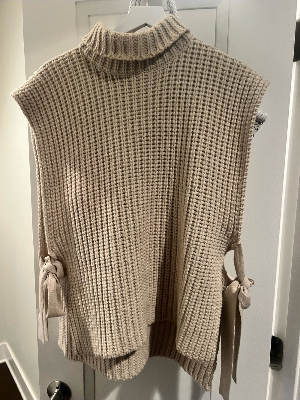 See bu Chloe Sleeveless Knit Turtleneck Sweater Vest in Beige